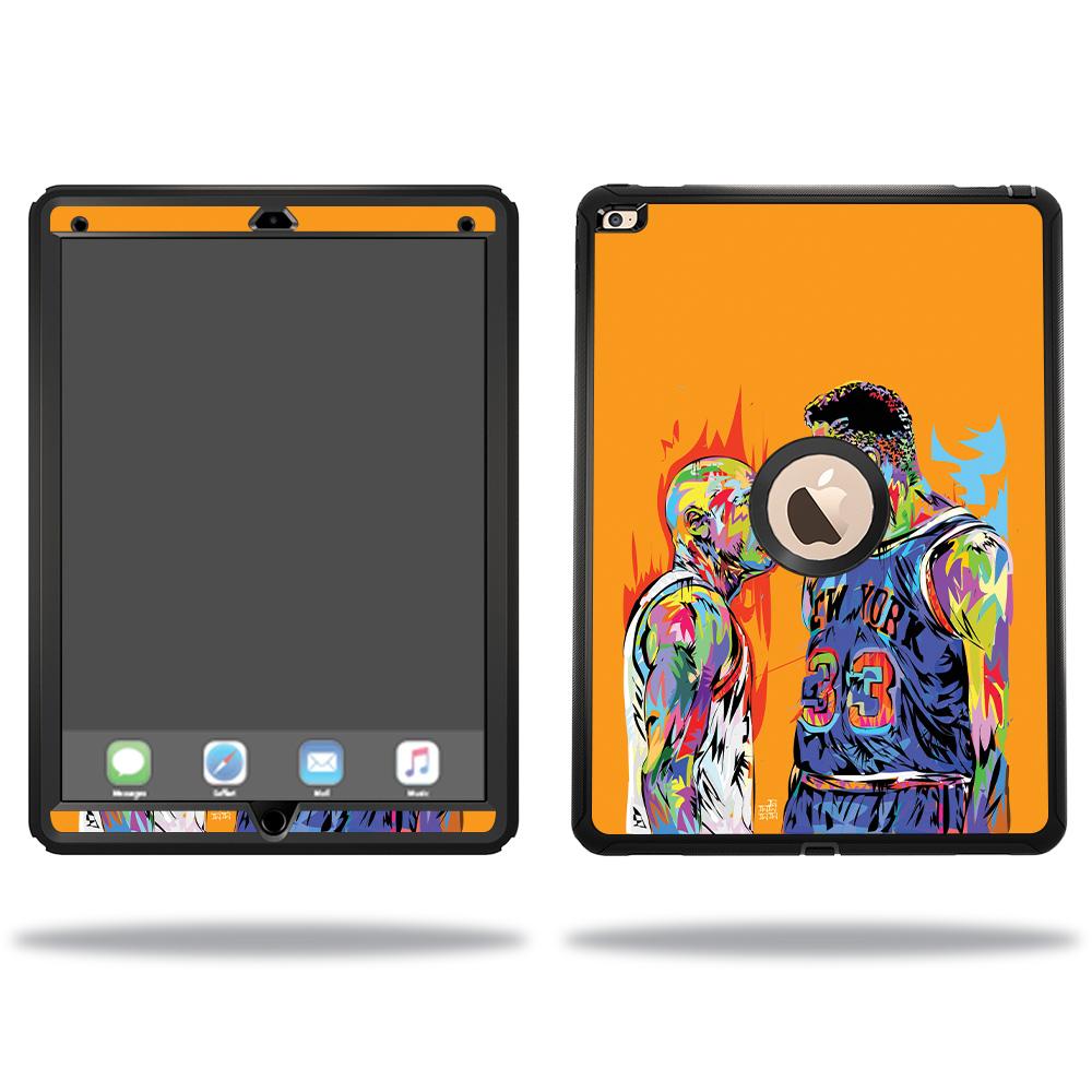 MightySkins for OtterBox Defender iPad Pro 12.9 in Matte, Carbon Fiber, and Glossy Glitter finishes, showcasing customization options.